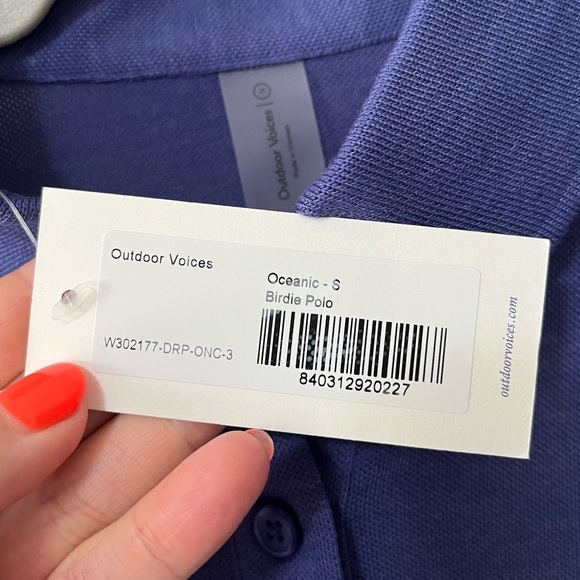 Outdoor Voices Women's Birdie Polo Oceanic Purple Short Sleeve Shirt Size Small - Picture 6 of 7